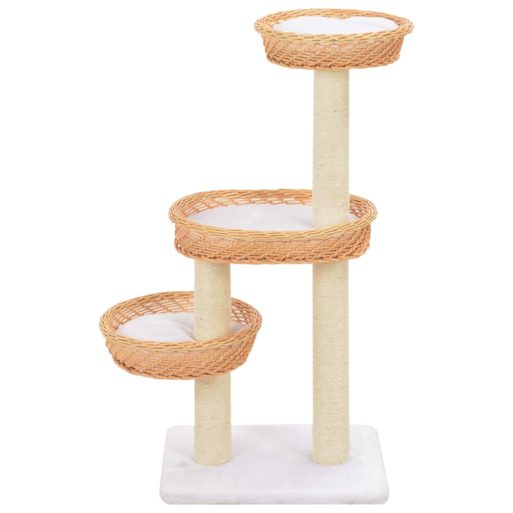 Andala Pets Cat Tree with Sisal Scratching Post Natural Willow Wood