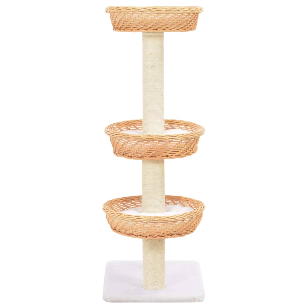 Cat Tree With Sisal Scratching Post Natural Willow Wood