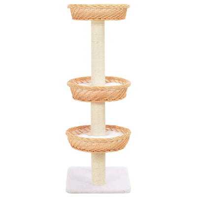 Cat Tree With Sisal Scratching Post Natural Willow Wood