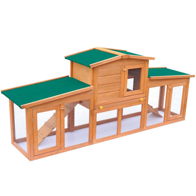 Andala Pets Large Rabbit Hutch Small Animal House Pet Cage with Roofs Wood