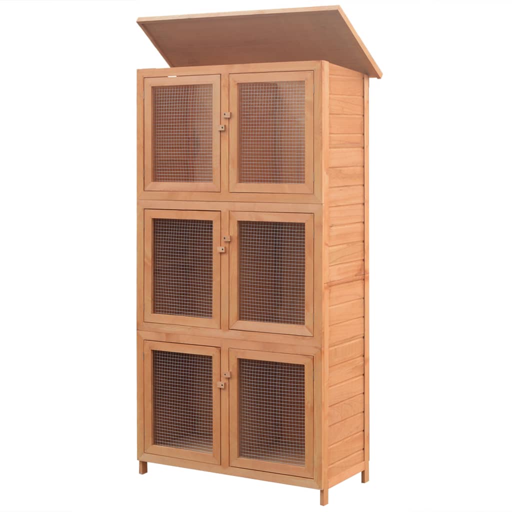 Andala Pets Animal Rabbit Cage 6 Rooms Wood