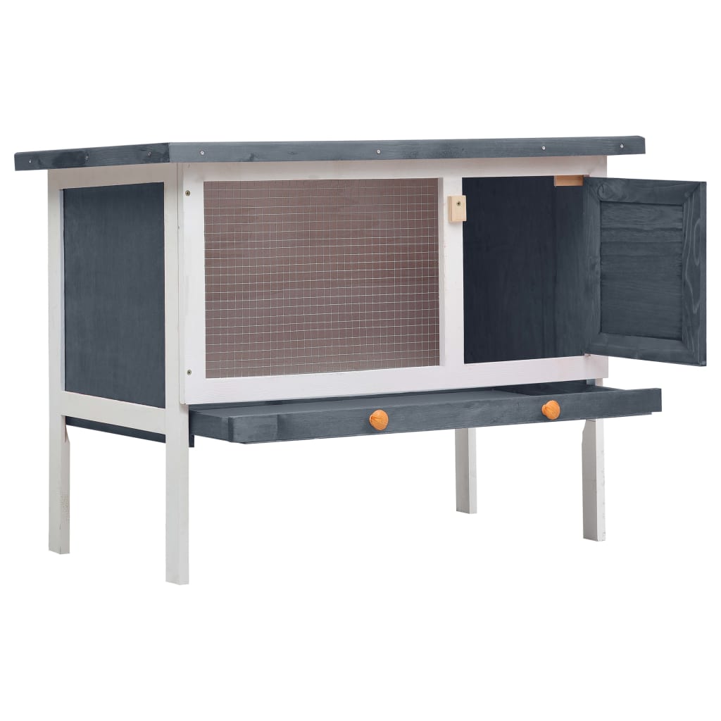 Andala Pets Outdoor Rabbit Hutch 1 Layer Grey Wood