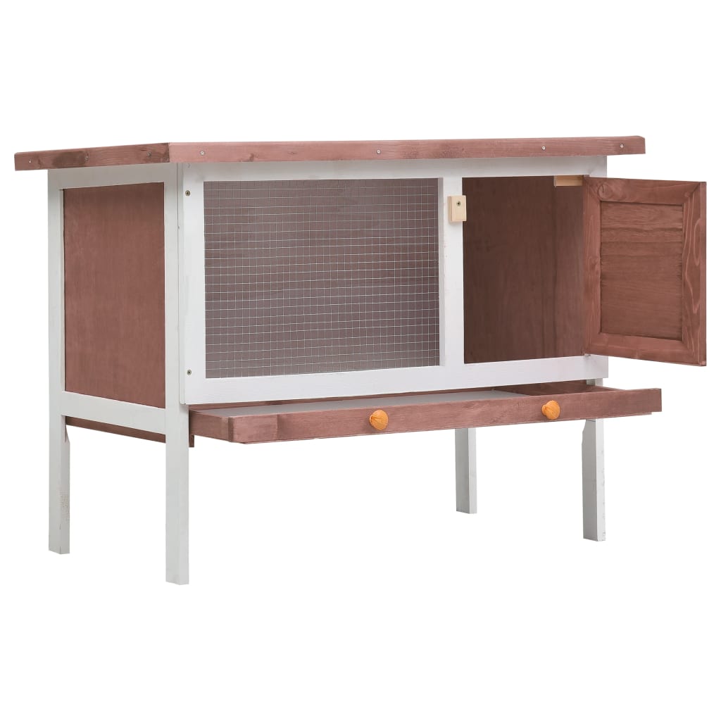 Andala Pets Outdoor Rabbit Hutch 1 Layer Brown Wood