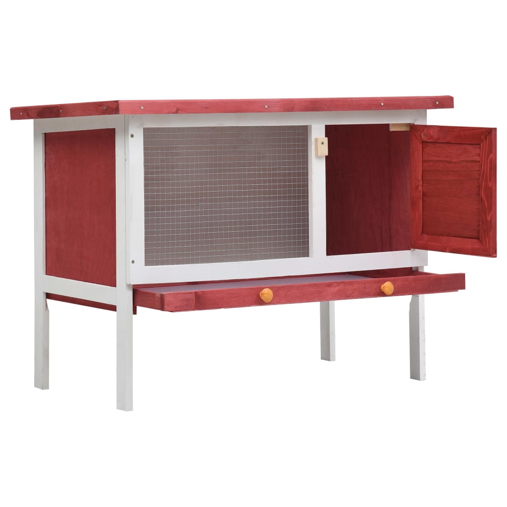 Andala Pets Outdoor Rabbit Hutch 1 Layer Red Wood