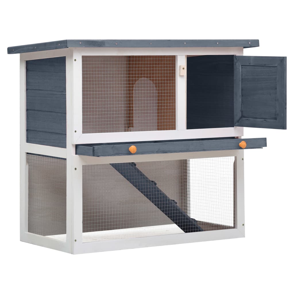 Andala Pets Outdoor Rabbit Hutch 1 Door Grey Wood