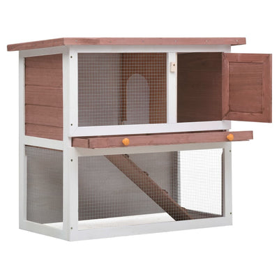 Andala Pets Outdoor Rabbit Hutch 1 Door Brown Wood