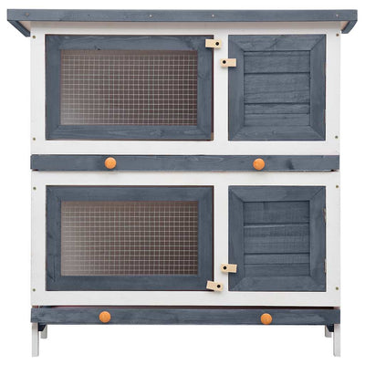 Outdoor Rabbit Hutch 3 Doors Grey