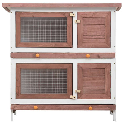 Outdoor Rabbit Hutch 4 Doors Brown