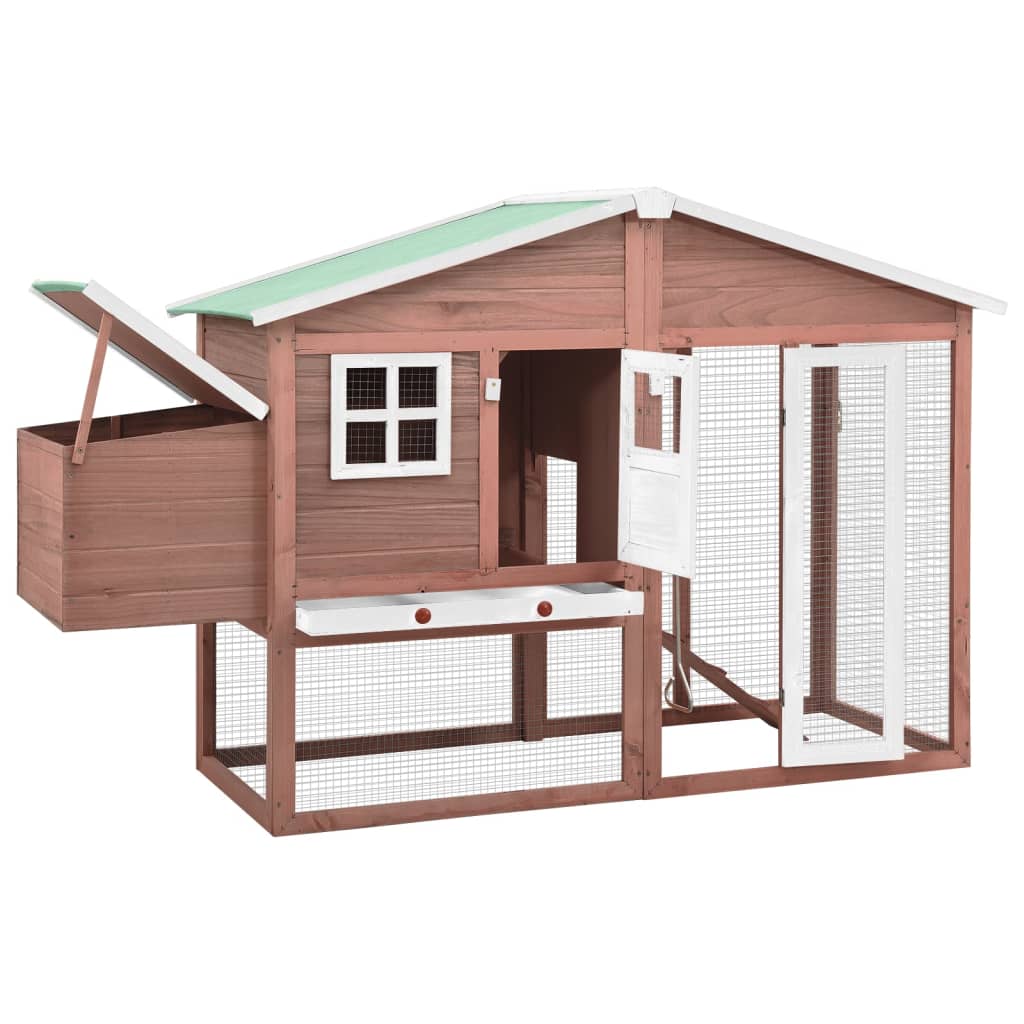 Andala Pets Chicken Coop with Nest Box Mocha and White Solid Fir Wood