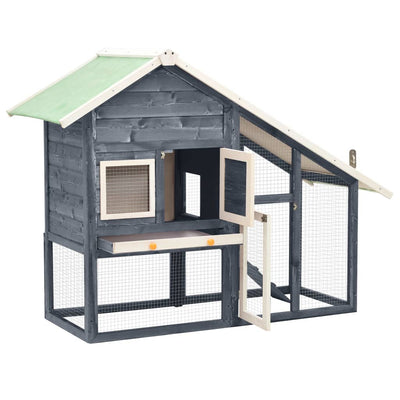 Andala Pets Rabbit Hutch Grey and White 140x63x120 cm Solid Firwood