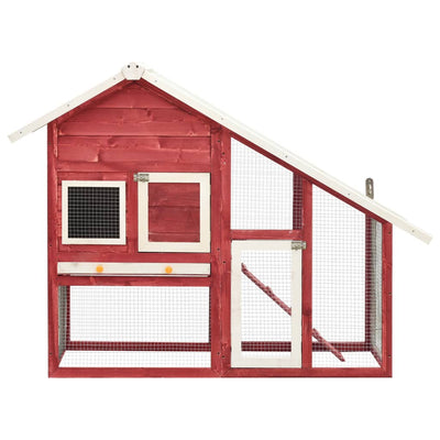 Andala Pets Rabbit Hutch Red and White 140x63x120 cm Solid Firwood