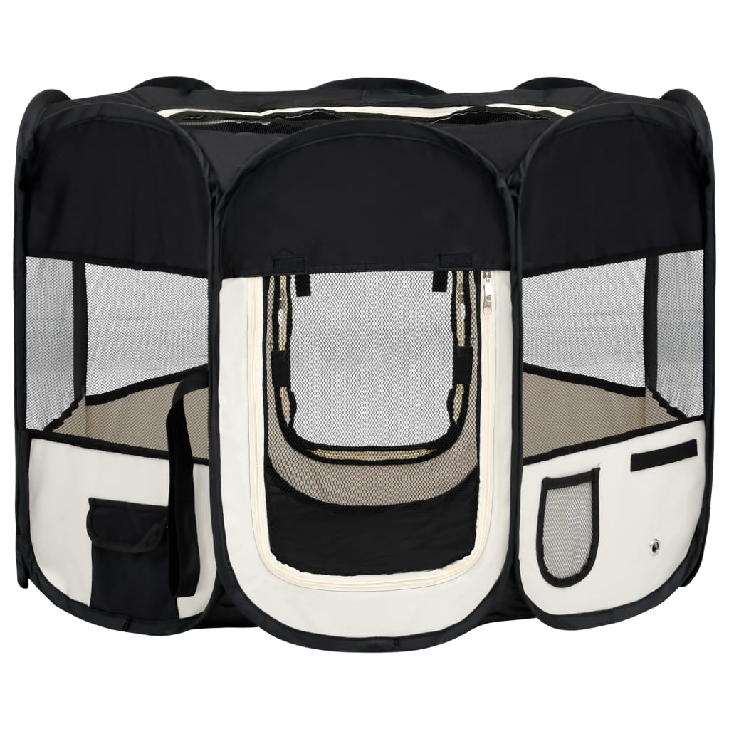 Andala Pets Foldable Dog Playpen with Carrying Bag Black 90x90x58 cm