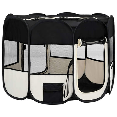 Foldable Dog Playpen With Carrying Bag Black 90X90X58cm