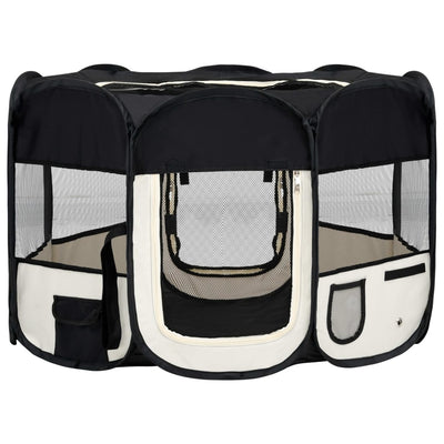 Andala Pets Foldable Dog Playpen with Carrying Bag Black 110x110x58 cm