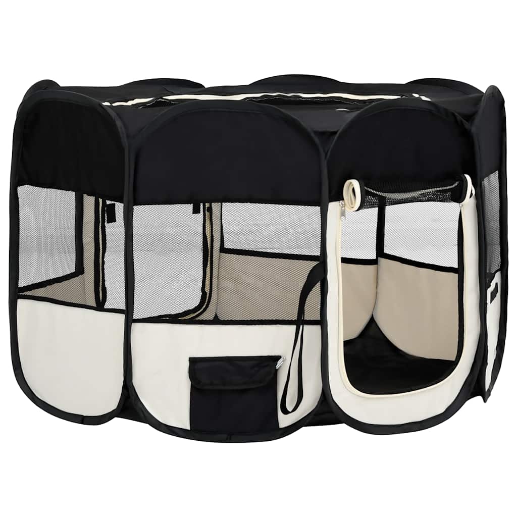 Foldable Dog Playpen With Carrying Bag Black 125X125X61cm