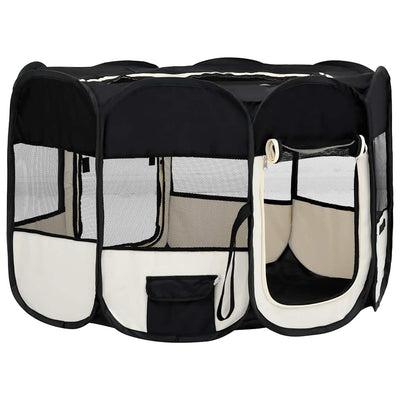 Foldable Dog Playpen With Carrying Bag Black 125X125X61cm