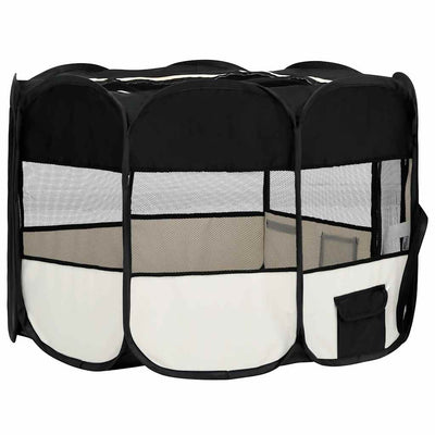 Foldable Dog Playpen With Carrying Bag Black 125X125X61cm