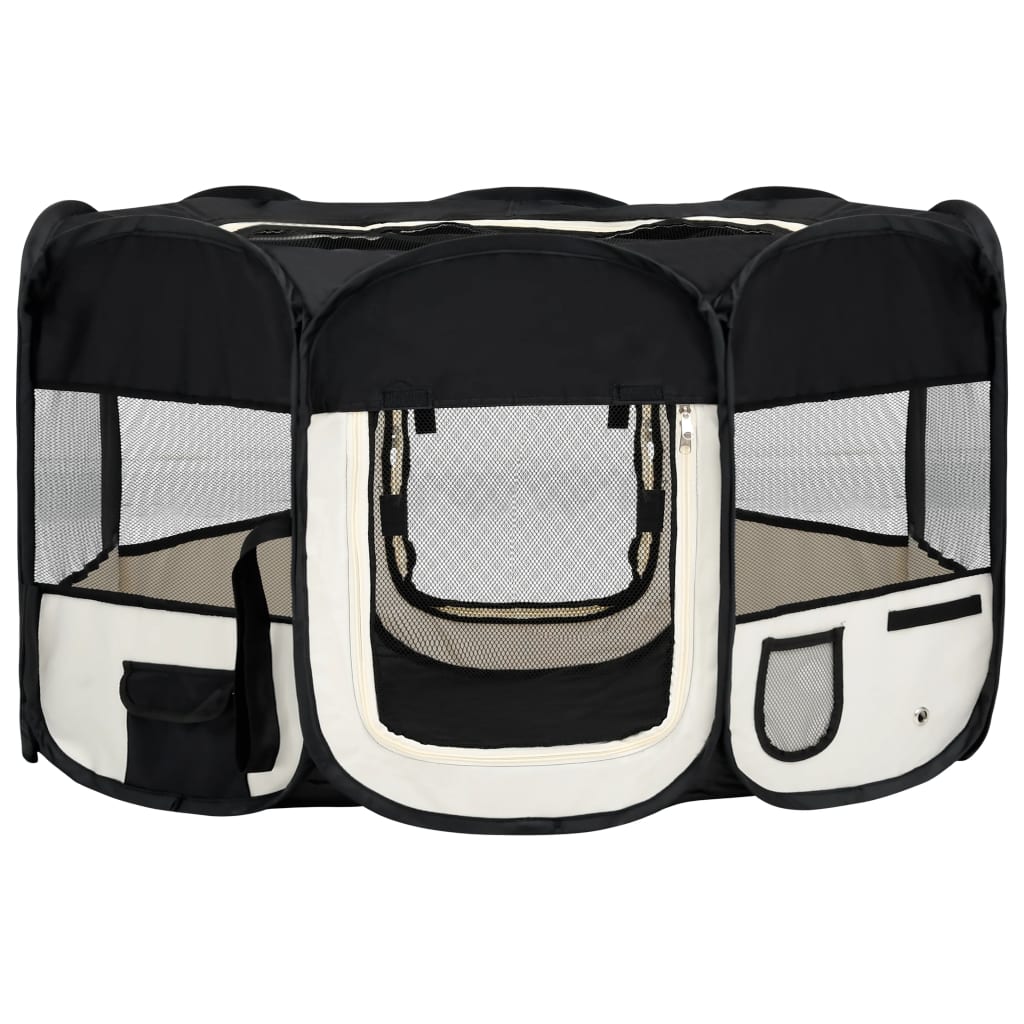 Andala Pets Foldable Dog Playpen with Carrying Bag Black 145x145x61 cm