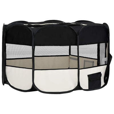 Foldable Dog Playpen With Carrying Bag Black 145X145X61cm