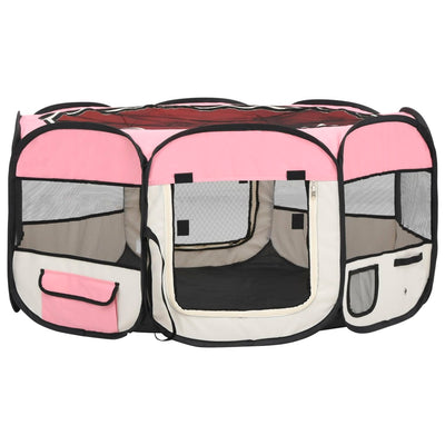 Andala Pets Foldable Dog Playpen with Carrying Bag Pink 145x145x61 cm