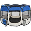 Foldable Dog Playpen With Carrying Bag Blue 90X90X58cm
