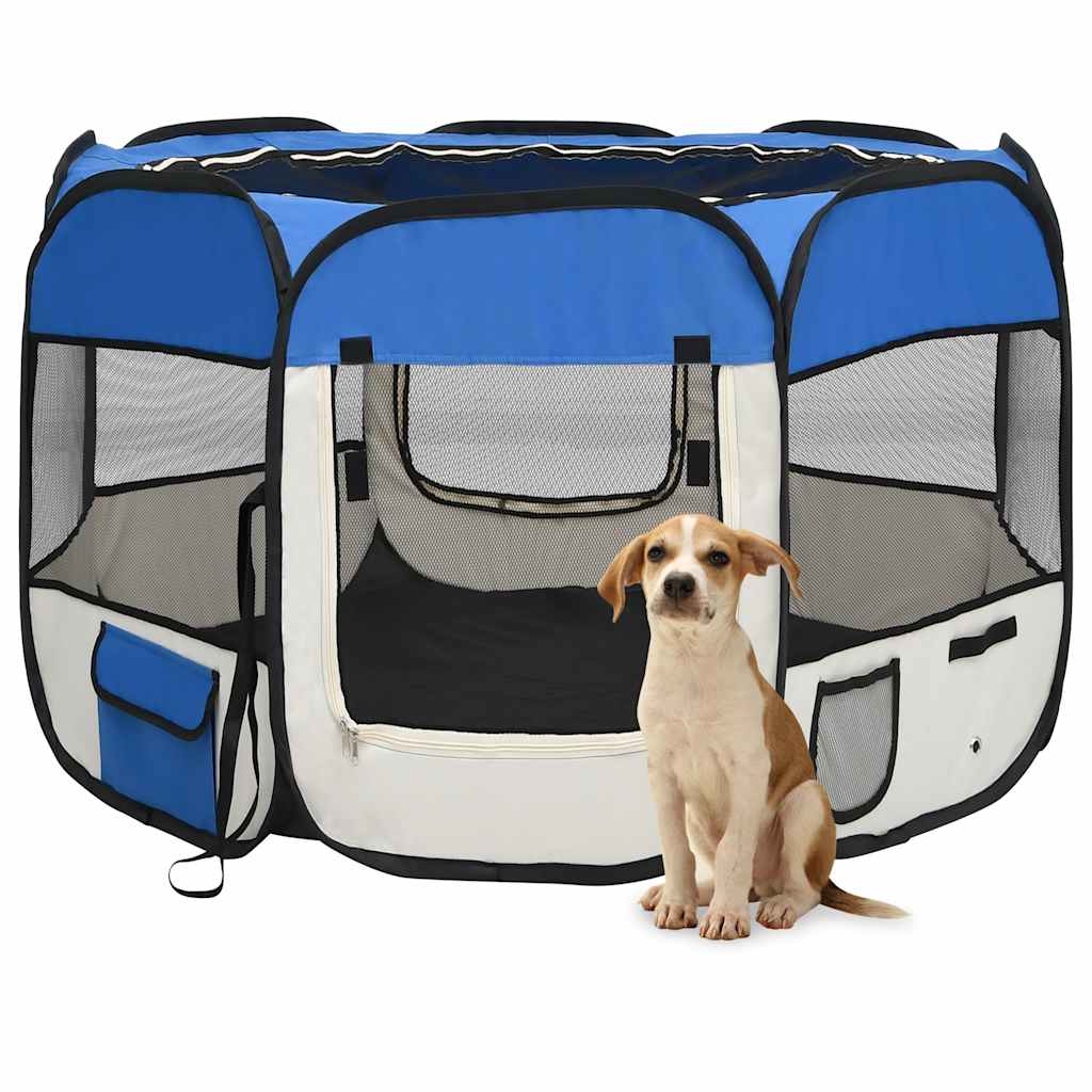 Andala Pets Foldable Dog Playpen with Carrying Bag Blue 90x90x58 cm