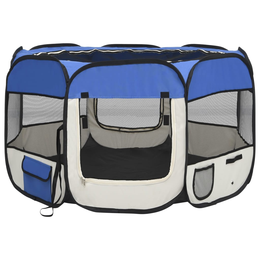 Andala Pets Foldable Dog Playpen with Carrying Bag Blue 110x110x58 cm