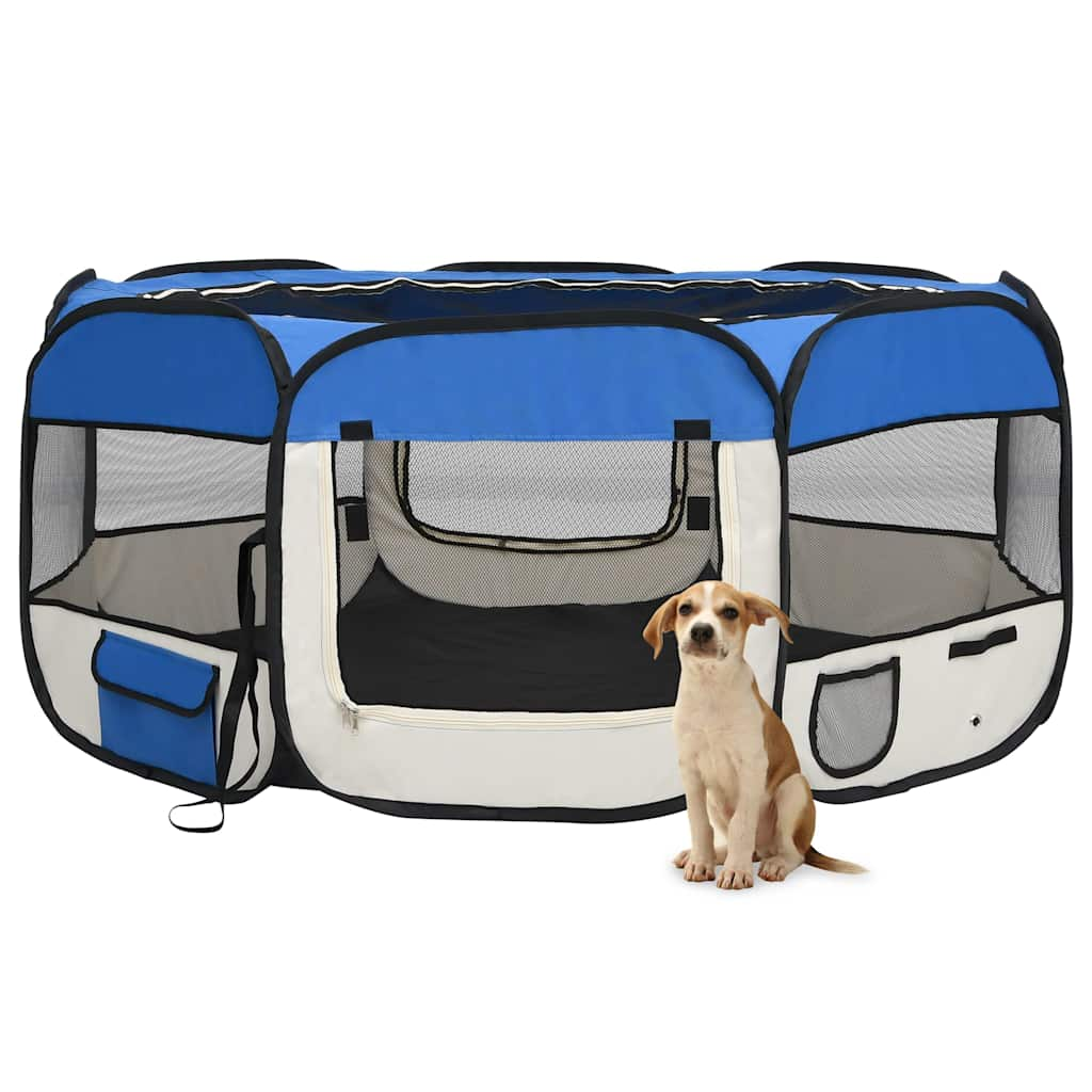 Andala Pets Foldable Dog Playpen with Carrying Bag Blue 145x145x61 cm