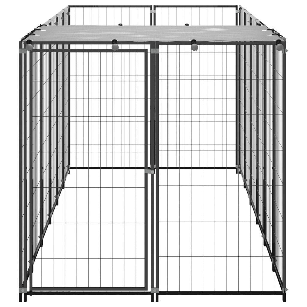 Andala Pets Dog Cages 2 pcs with Roof and Door Silver Galvanised Steel