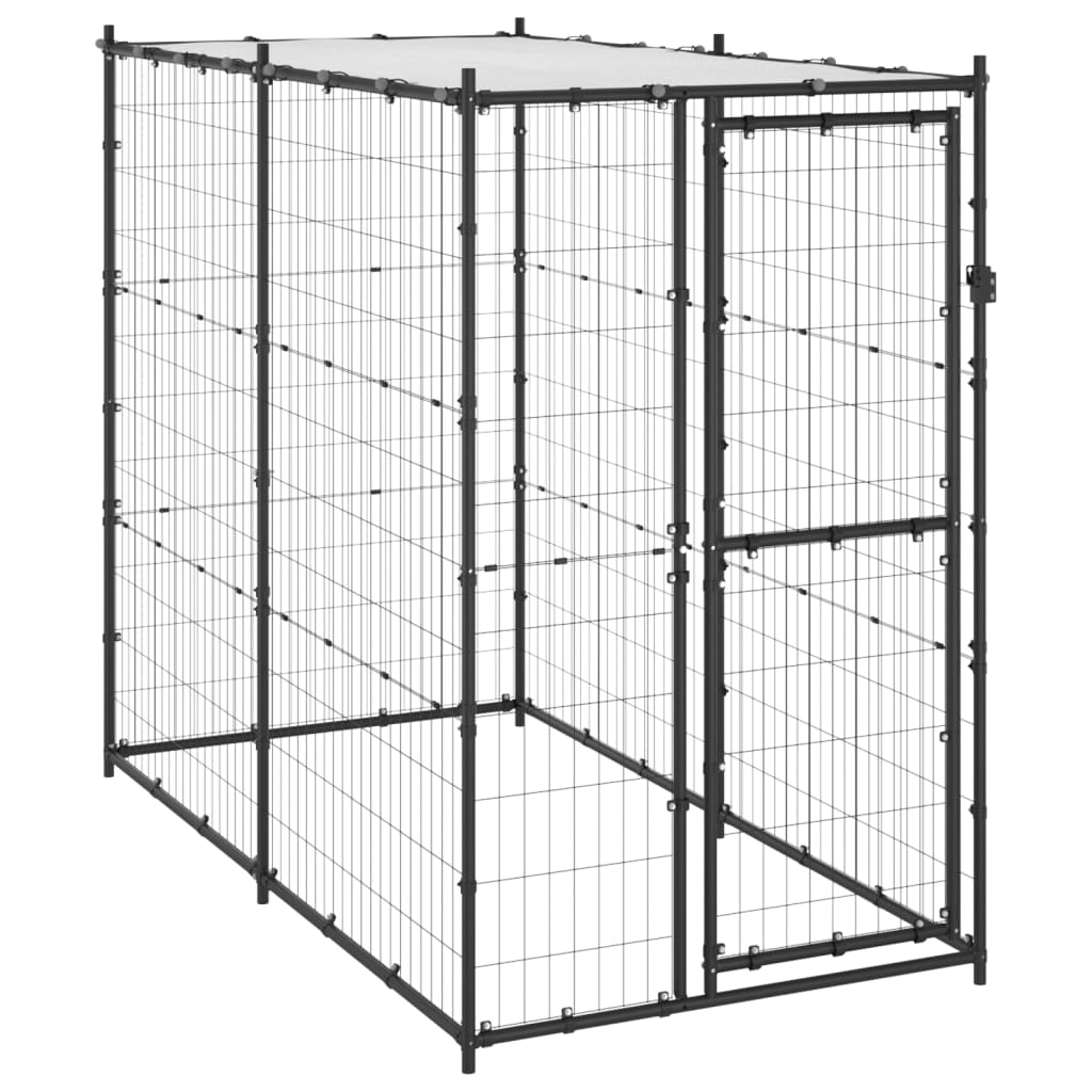 Andala Pets Outdoor Dog Kennel Steel with Roof 110x220x180 cm