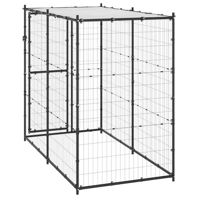 Outdoor Dog Kennel Steel With Roof 7.26 M