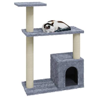 Cat Tree With Sisal Scratching Posts Light Grey 141cm