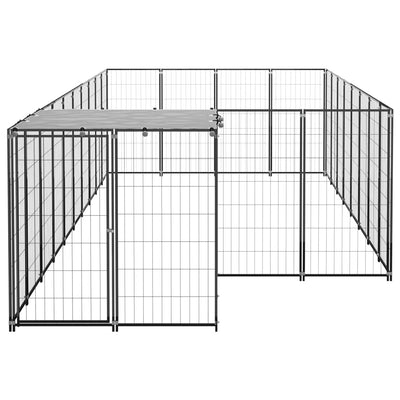 Andala Pets Dog House with Run Light Grey 117x201x123 cm Galvanised Steel