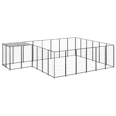 Dog Kennel Black 12.1 m Steel
