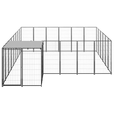 Dog Kennel Black 12.1 m Steel