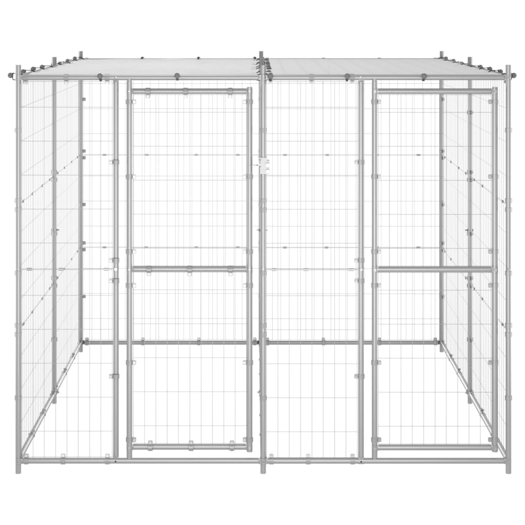 Andala Pets Outdoor Dog Kennel Galvanised Steel with Roof 4.84 m