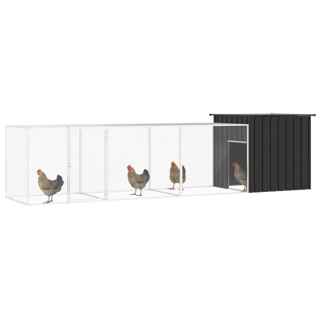 Andala Pets Chicken Cage Anthracite 400x91x100 cm Galvanised Steel