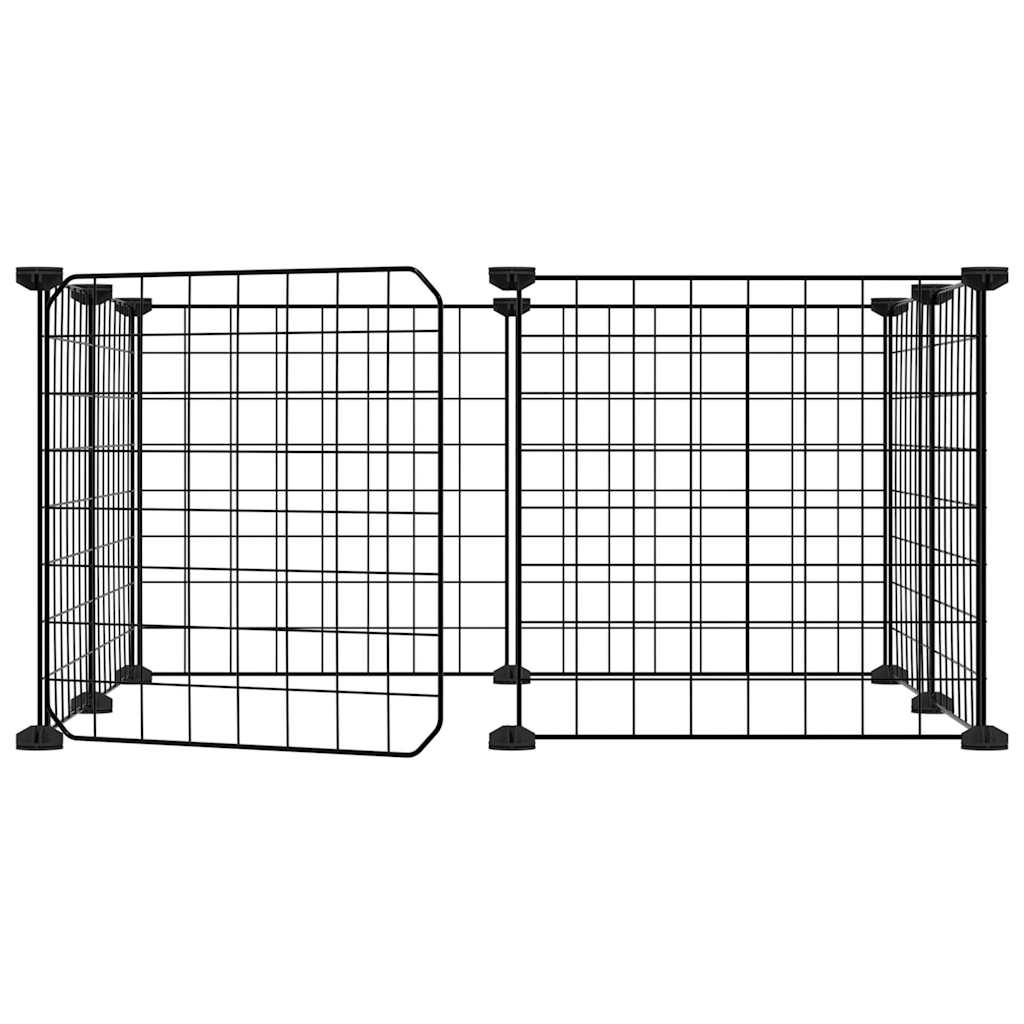 60-Panel Pet Cage With Door Black 35X35cm