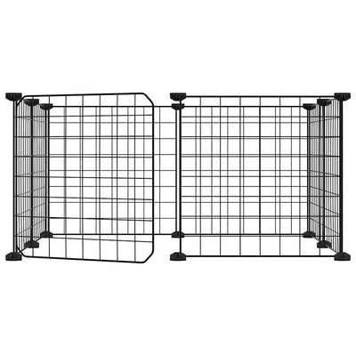 8-Panel Pet Cage With Door Black 35X35cm