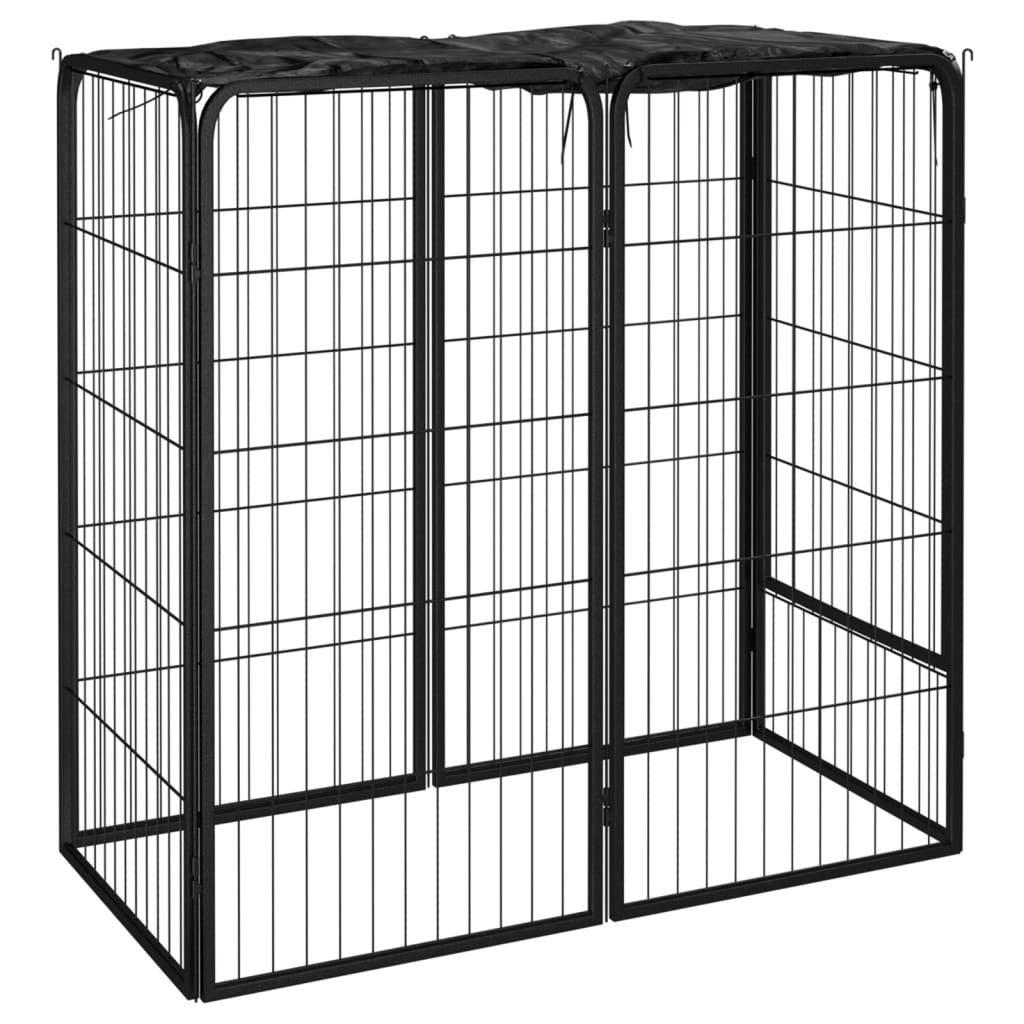 Andala Pets Dog Playpen 6 Panels Black 50x100 cm Powder-coated Steel