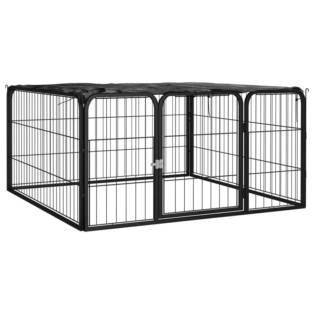 Andala Pets Dog Playpen 4 Panels Black 100x50 cm Powder-coated Steel