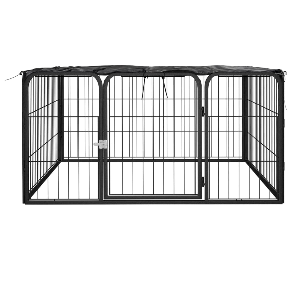 Andala Pets Dog Playpen 4 Panels Black 100x50 cm Powder-coated Steel