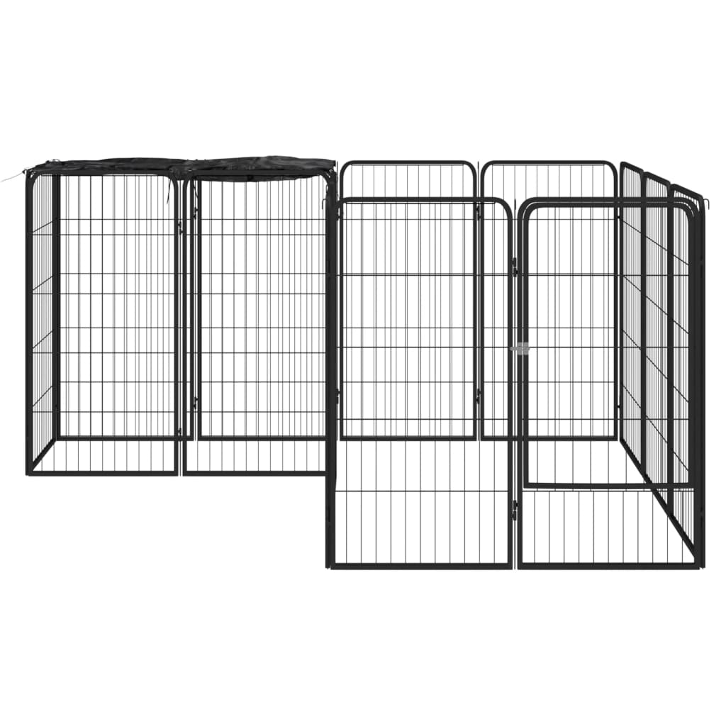 Andala Pets 14-Panel Dog Playpen Black 50x100 cm Powder-coated Steel