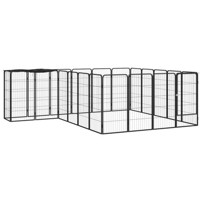 22-Panel Dog Playpen Black 50x100 cm
