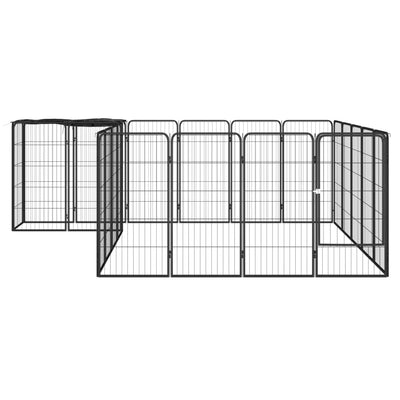 22-Panel Dog Playpen Black 50x100 cm