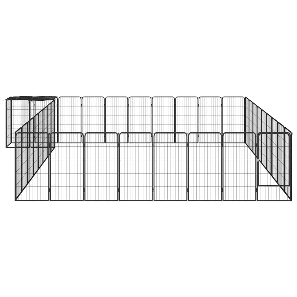 Andala Pets 38-Panel Dog Playpen Black 50x100 cm Powder-coated Steel