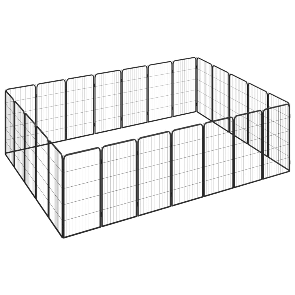 Andala Pets 24-Panel Dog Playpen Black 50x100 cm Powder-coated Steel