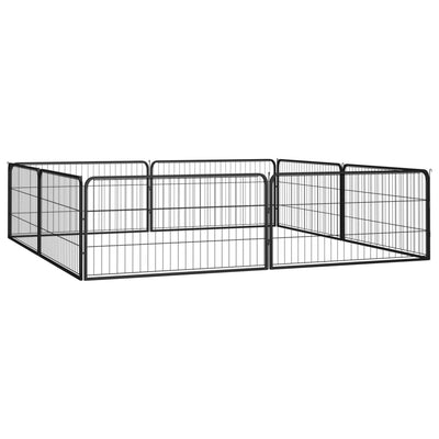 12-Panel Dog Playpen Black 100X50cm