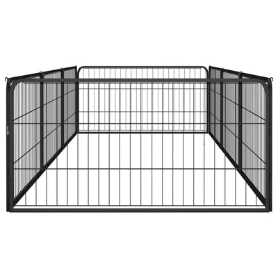8-Panel Dog Playpen Black 100X50cm