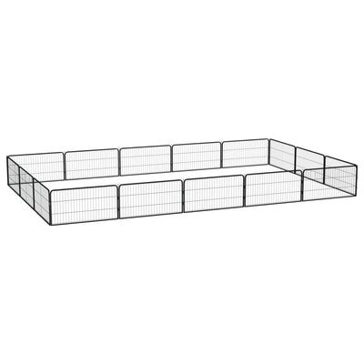 16-Panel Dog Playpen Black 100x50 cm